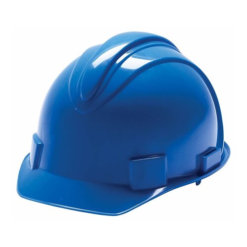 Blue High Density Polyethylene Cap Style Hard Hat - 4-Point Suspension - Ratchet Adjustment