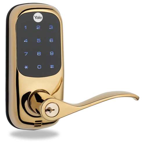 Touchscreen Lever Lock with Z-Wave Bright Brass Finish
