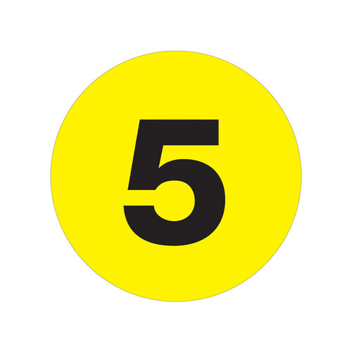 Fluorescent Yellow Paper Number Labels - 4" Width - 4" Height