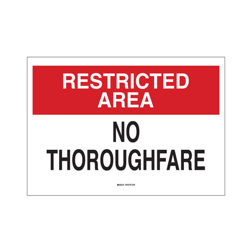 B-555 Aluminum Rectangle White Restricted Area Sign - 10" Width x 7" Height