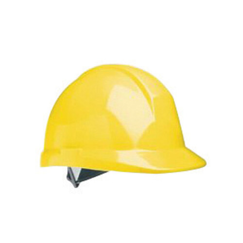 Yellow High Density Polyethylene Cap Style Hard Hat - 4-Point Strap Type - 6-Point Suspension - Ratchet Adjustment