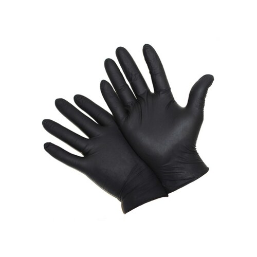 Black Small Powder Free Disposable Gloves - Food, Industrial Grade - 9.4" Length - Rough Finish - 4 mil Thick
