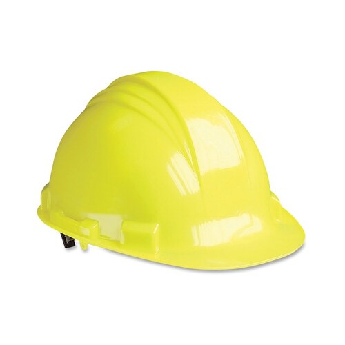 Yellow High Density Polyethylene Cap Style Hard Hat - 2-Point Strap Type - 4-Point Suspension - Ratchet Adjustment