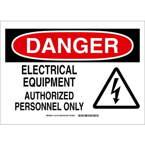 B-120 Fiberglass Reinforced Polyester Rectangle White Electrical Safety Sign - 14" Width x 10" Height