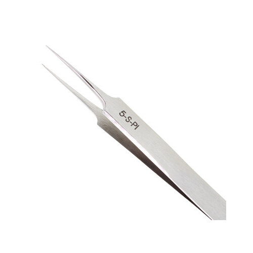 Utility Tweezers - Stainless Steel Straight Tapered Ultra Fine Point Tip - 4 1/4" Length - 5-S
