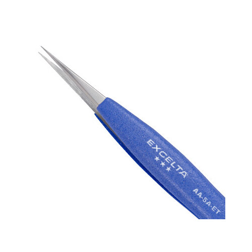 Ergonomic Utility Tweezers - Stainless Steel Straight Medium Point Tip - 0.01" Tip Width - 5 1/2" Length - 0.01" Thick - AA