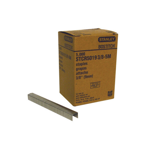 Bostitch STCR50193/8-5M PowerCrown Crown Staple, 7/16 in W Crown, 3/8 in L Leg - pack of 5000