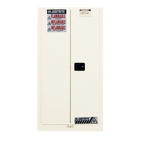 60 gal White Steel Hazardous Material Storage Cabinet - 34" Width - 65" Height - Floor Standing