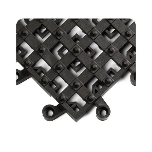 Black PVC Raised Squares Anti-Slip Mat - 18" Width - 18" Length