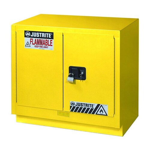 23 gal Yellow Steel Hazardous Material Storage Cabinet - 36" Width - 35 3/4" Height - Floor Standing