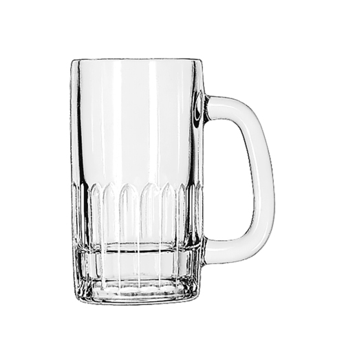 GLASS BEER MUG 12OZ PNLD CLEAR