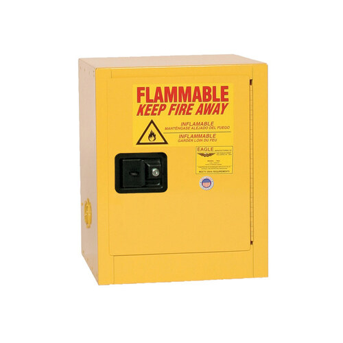 4 gal Yellow Steel Hazardous Material Storage Cabinet - 17 1/2" Width - 22 1/2" Height - Bench Top