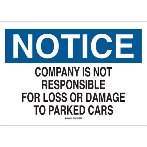 B-401 High Impact Polystyrene Rectangle White Parking Security Sign - 14" Width x 10" Height