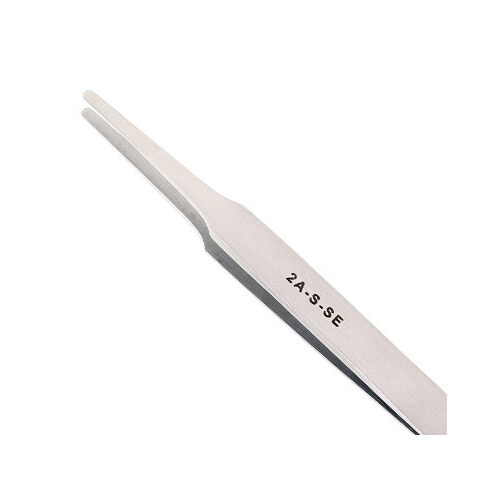 Utility Tweezers - Stainless Steel Straight Tapered Flat Point Tip - 4 3/4" Length - 2A-S