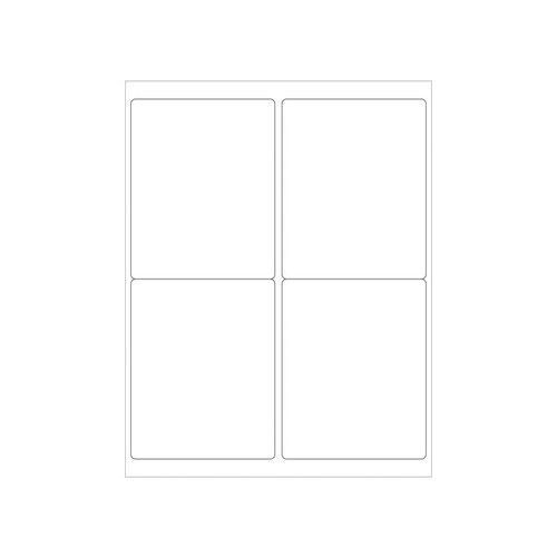 White Removable Acrylic Removable Rectangle Laser Labels - 5" Width - 4" Height