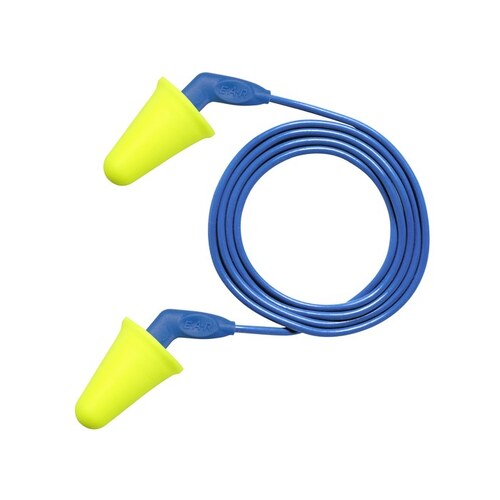 Push-Ins Yellow Universal Polyurethane Foam Corded Cone Ear Plugs - 31 dB NRR - Polybag Ear Plug