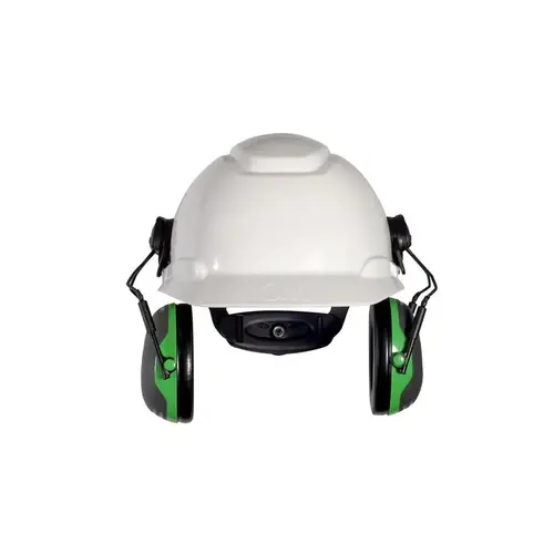 Black/Green Hard Hat Mounted Foam Protective Earmuffs - 21 dB NRR