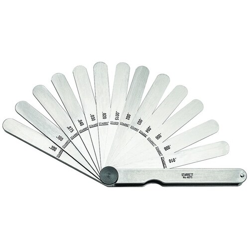 Starrett 467S Stainless Steel Thickness Gauge with Straight Leaves