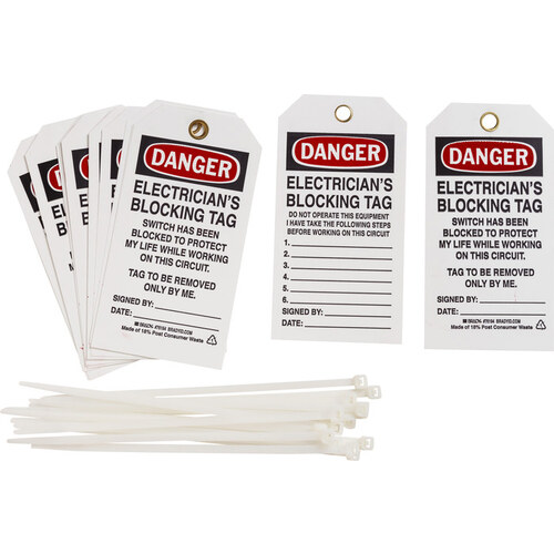 Black / Red on White Polyester Equipment Safety Tag - 3" Width - 5 3/4" Height - B-851