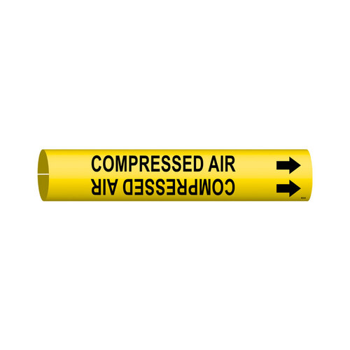 Snap-On Black on Yellow Plastic Air & Duct Snap-On Pipe Marker - 3/4" Character Height with Right Arrow - B-915