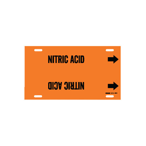 Brady 4350H Black on Orange Plastic Acid, Base & Caustic StrapOn Pipe Marker 3 1/2