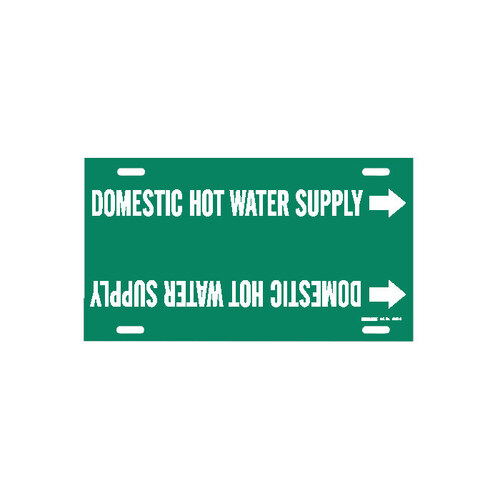 White on Green Plastic Water Strap-On Pipe Marker - 2 1/2" Character Height - B-915