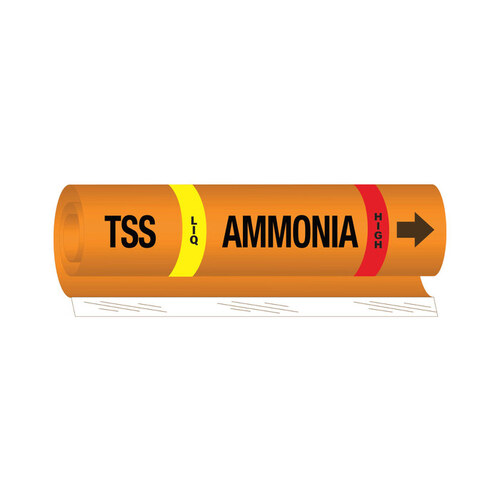 Orange Polyester Ammonia Pipe Marker - 10" Width - 14" Length with Right Arrow - B-689