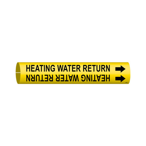 Snap-On Black on Yellow Plastic Water Snap-On Pipe Marker - 1 1/4" Character Height with Right Arrow - B-915