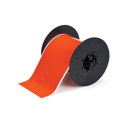Orange Continuous Thermal Transfer Printer Label Roll - Indoor / Outdoor - 4" Width - 50 ft Length - B-584
