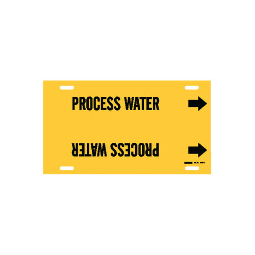 Black on Yellow Plastic Water Strap-On Pipe Marker - 3 1/2" Character Height with Right Arrow - B-915