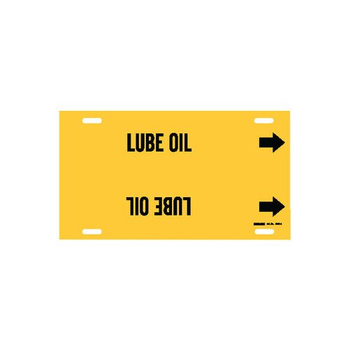 Black on Yellow Plastic Oil Strap-On Pipe Marker - 2 1/2" Character Height with Right Arrow - B-915