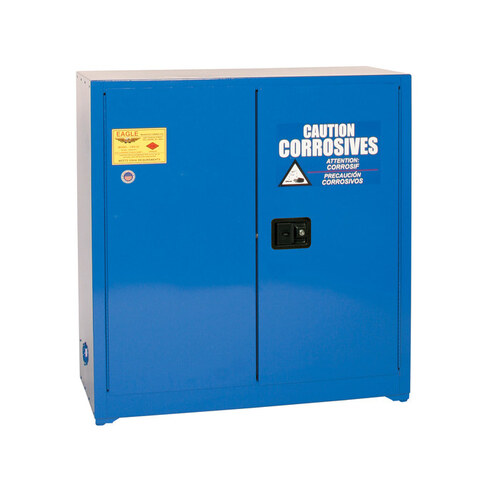 30 gal Blue Steel Hazardous Material Storage Cabinet - 43" Width - 44" Height - Floor Standing