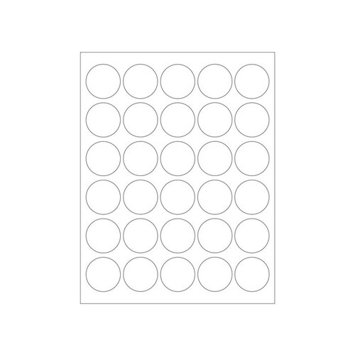 White Permanent Acrylic Circle Laser Labels - 1 1/2" Width - 1 1/2" Height