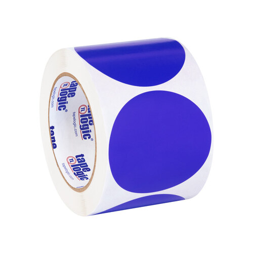 Dark Blue Paper Blank Circle Inventory Labels - 3" Diameter Height