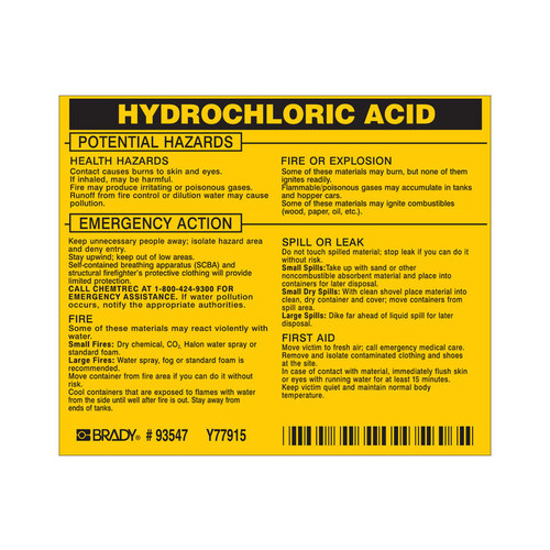 Black on Yellow Rectangle Vinyl Hazardous Material Label - 4 1/2" Width - 3 2/4" Height - B-928 - pack of 25