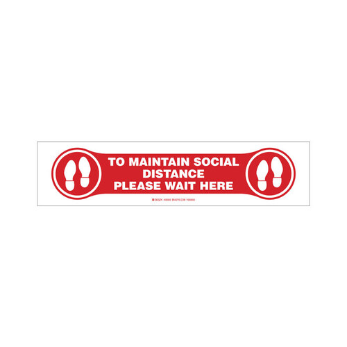 B-819 Vinyl Rectangle White Social Distancing Floor Sign - 17" Width x 4" Height - Laminated
