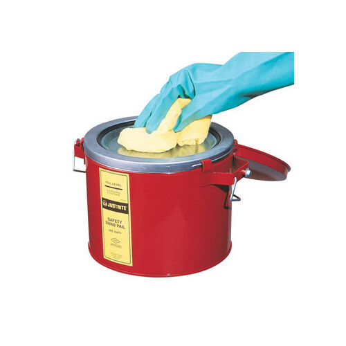 Red Steel 6 qt Safety Can - 7.5" Height - 9.375" Overall Diameter