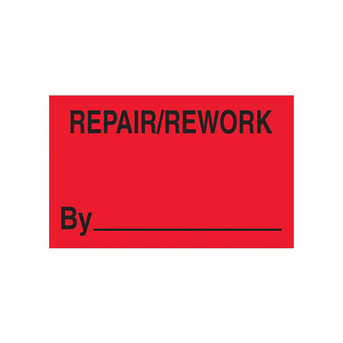 Fluorescent Red Semi-Gloss Coated Paper Production Labels - 1 1/4" Width - 2" Height