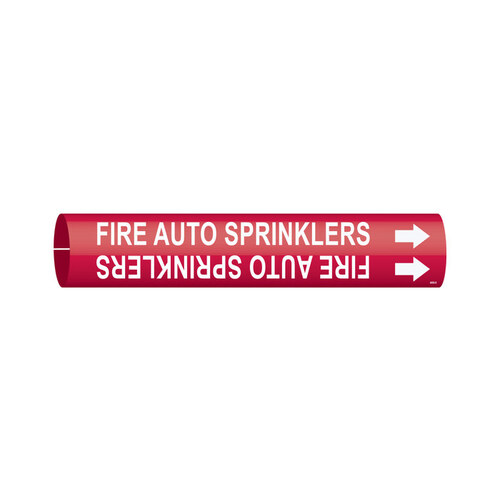Snap-On White on Red Plastic Fire System Snap-On Pipe Marker - 1 1/4" Character Height with Right Arrow - B-915
