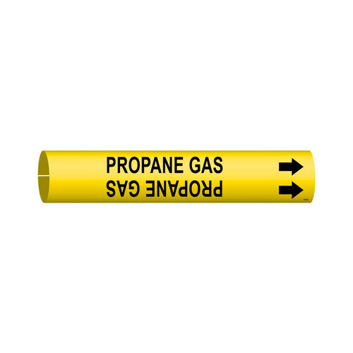 Snap-On Black on Yellow Plastic Gas Snap-On Pipe Marker - 1/2" Character Height with Right Arrow - B-915