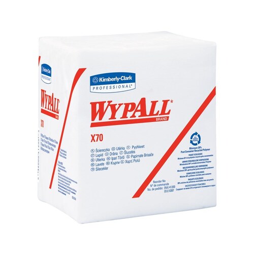 Kimberly-Clark 41200 X70 White Hydroknit Wiper - 1/4 Fold - Box - 76 sheets per pack - 12.5" Overall Length - 12" Width