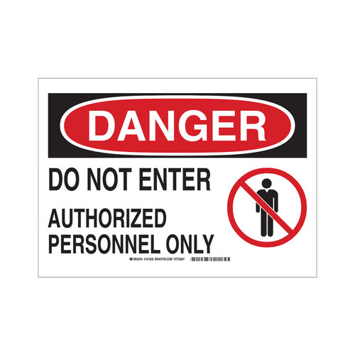 B-302 Polyester Rectangle White Restricted Area Sign - 14" Width x 10" Height - Laminated