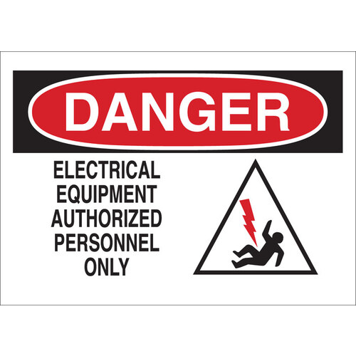 B-401 Polystyrene Rectangle White Electrical Safety Sign - 14" Width x 10" Height