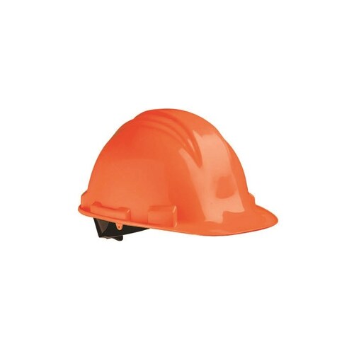 Orange High Density Polyethylene Cap Style Hard Hat - 2-Point Strap Type - 4-Point Suspension - Pin Lock Adjustment