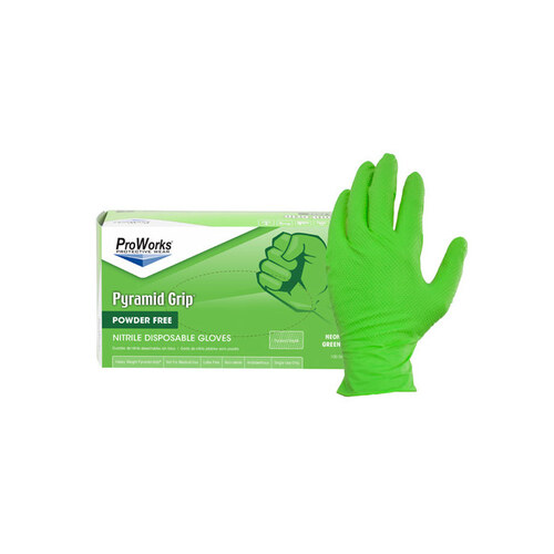 Pyramid Grip Neon Green Medium Powder Free Disposable Gloves - 8.5 mil Thick - GL