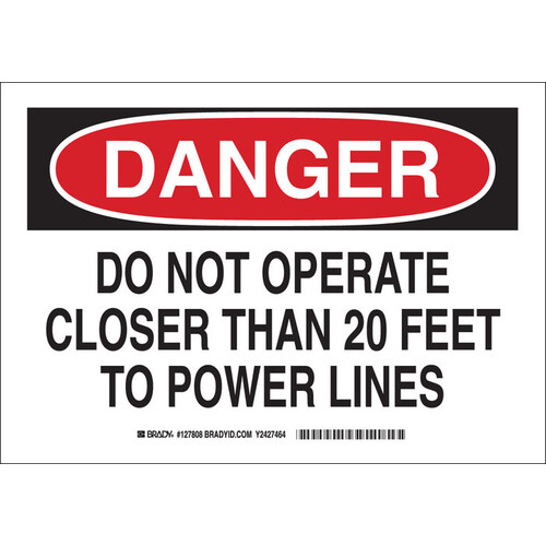 B-555 Aluminum Rectangle White Equipment Safety Sign - 10" Width x 7" Height