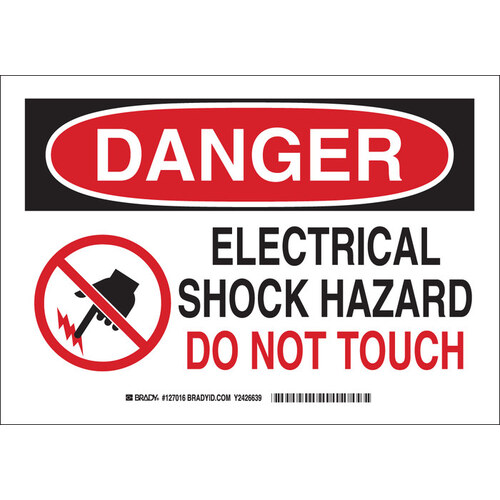 B-302 Polyester Rectangle White Electrical Safety Sign - 14" Width x 10" Height - Laminated