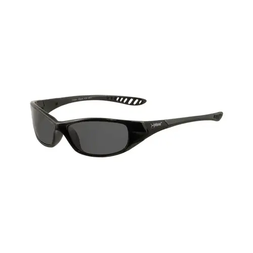 V40 Polycarbonate Standard Safety Glasses Black Lens - Black Frame - Wrap Around Frame Pair