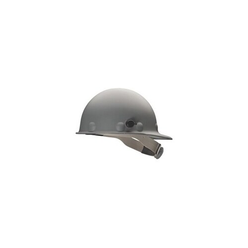 Metal Gray Fiberglass Cap Style Hard Hat - 8-Point Suspension - Swing Strap Adjustment