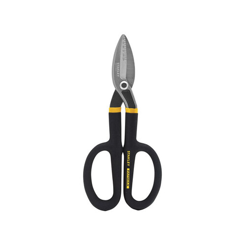 Tinner Snip, 10 in OAL, 2 in L Cut, Straight Cut, Alloy Steel Blade, Black/Yellow Handle